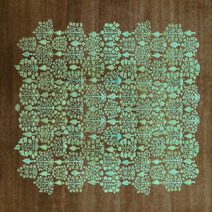 Square Oriental Turquoise Industrial Rug, urb3122turq