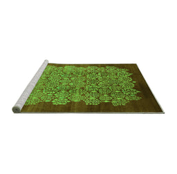 Sideview of Machine Washable Oriental Green Industrial Area Rugs, wshurb3122grn