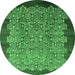 Round Oriental Emerald Green Industrial Rug, urb3122emgrn