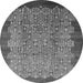 Round Machine Washable Oriental Gray Industrial Rug, wshurb3122gry