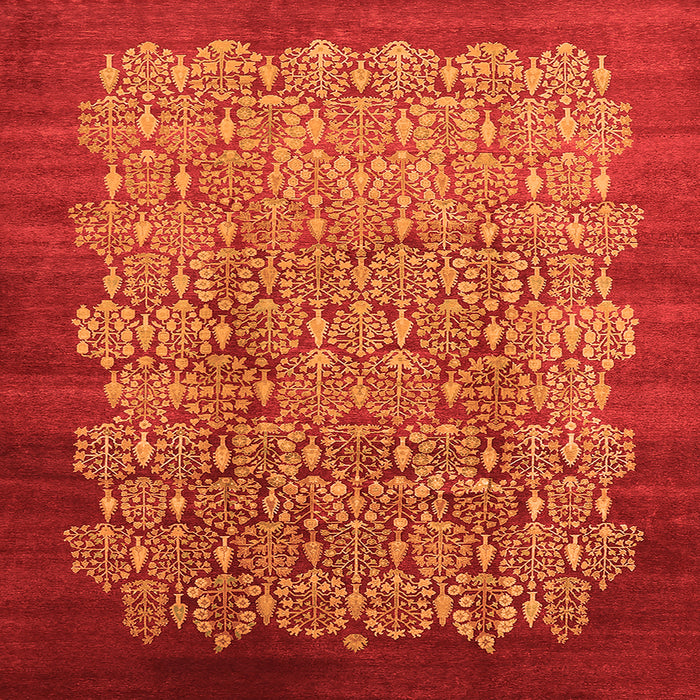 Square Machine Washable Oriental Orange Industrial Area Rugs, wshurb3122org