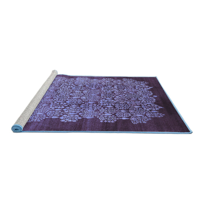 Sideview of Machine Washable Oriental Blue Industrial Rug, wshurb3122blu