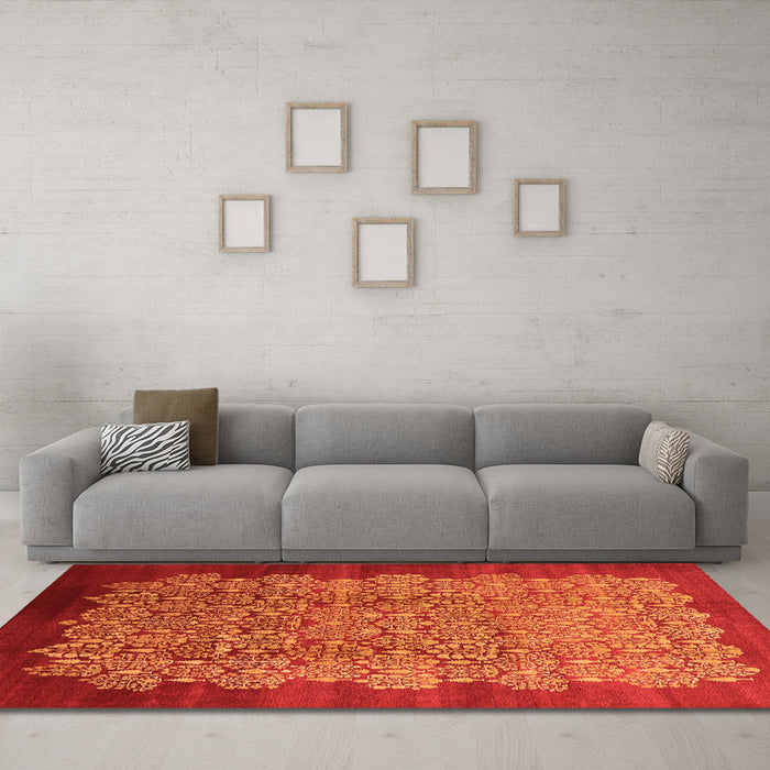Machine Washable Oriental Orange Industrial Area Rugs in a Living Room, wshurb3122org