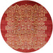 Round Mid-Century Modern Red Oriental Rug, urb3122