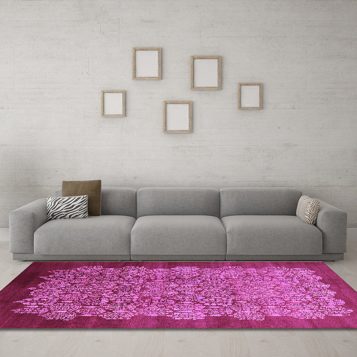 Machine Washable Oriental Purple Industrial Area Rugs in a Living Room, wshurb3122pur