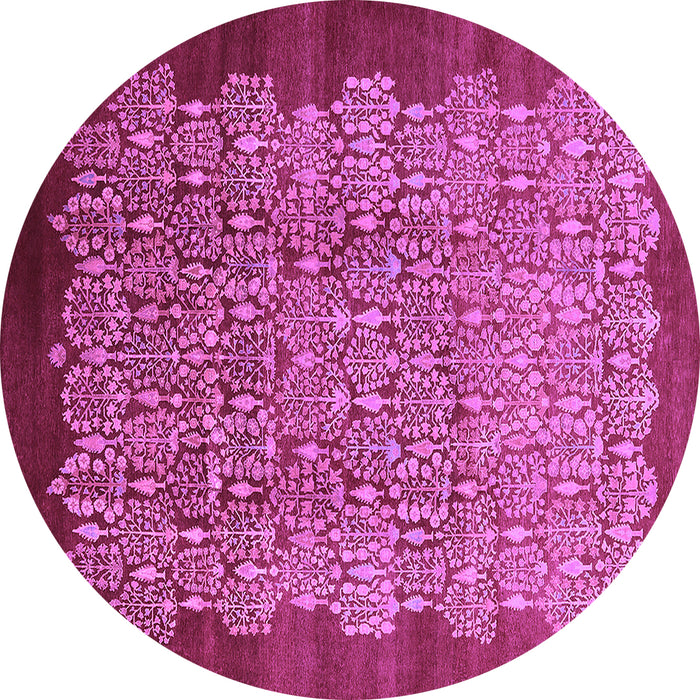 Round Machine Washable Oriental Purple Industrial Area Rugs, wshurb3122pur