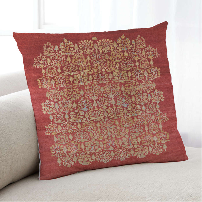 Lifestyle Image of Mid-Century Modern Urban Square Red Throw Pillow, 18 inch by 18 inch, pwurb3122
