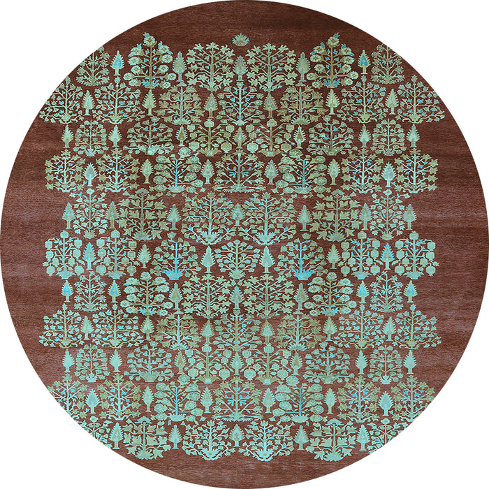 Round Oriental Light Blue Industrial Rug, urb3122lblu