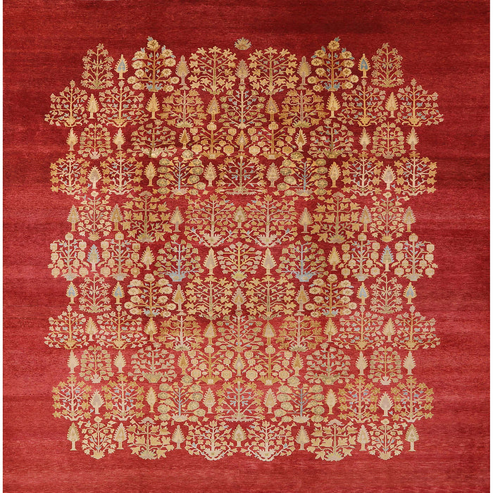 Square Mid-Century Modern Red Oriental Rug, urb3122