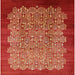 Square Mid-Century Modern Red Oriental Rug, urb3122