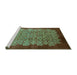 Sideview of Machine Washable Oriental Turquoise Industrial Area Rugs, wshurb3122turq