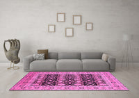 Machine Washable Oriental Pink Industrial Rug, wshurb3123pnk