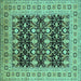 Square Oriental Turquoise Industrial Rug, urb3123turq