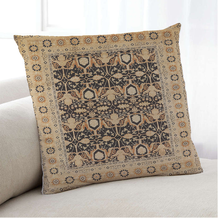 Lifestyle Image of Mid-Century Modern Urban Square Sangria Brown Throw Pillow, 18 inch by 18 inch, pwurb3123