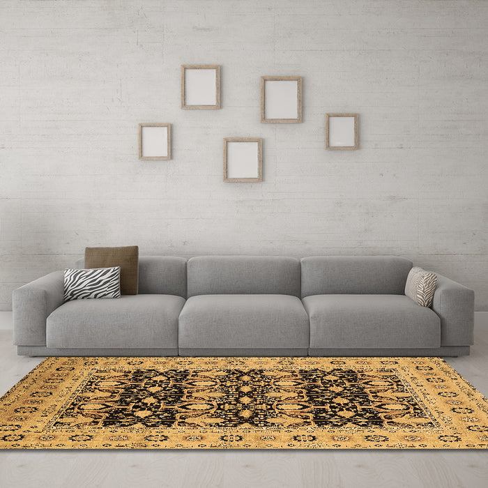 Machine Washable Oriental Brown Industrial Rug in a Living Room,, wshurb3123brn