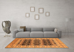 Machine Washable Oriental Orange Industrial Area Rugs in a Living Room, wshurb3123org