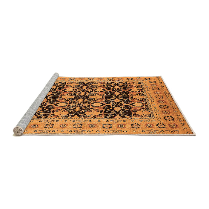 Sideview of Machine Washable Oriental Orange Industrial Area Rugs, wshurb3123org