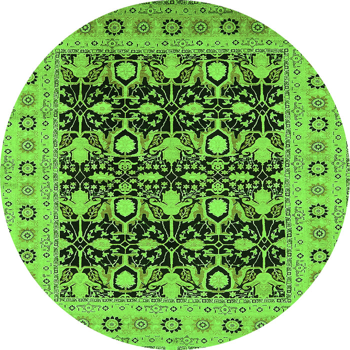 Round Machine Washable Oriental Green Industrial Area Rugs, wshurb3123grn