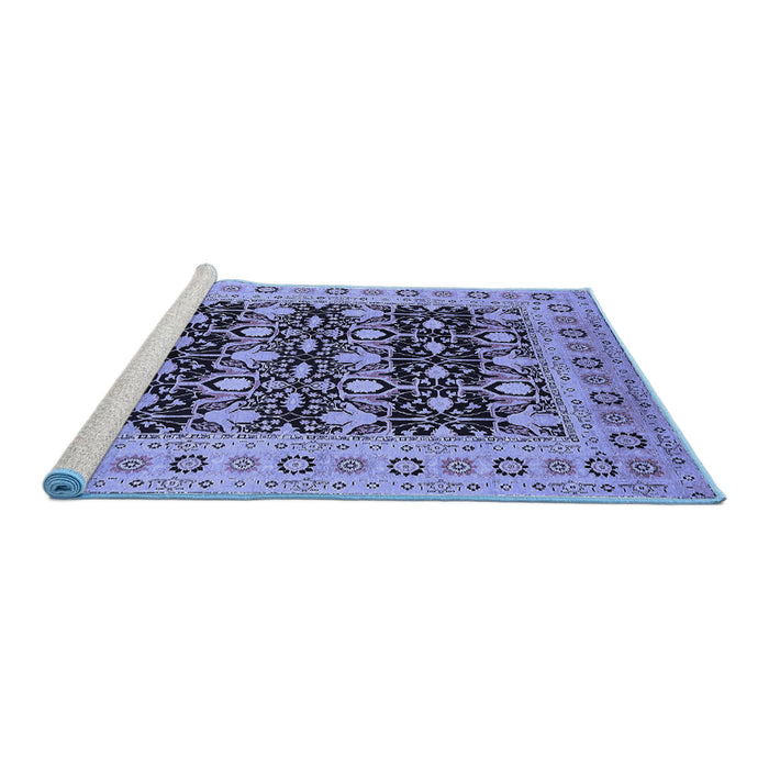 Sideview of Machine Washable Oriental Blue Industrial Rug, wshurb3123blu