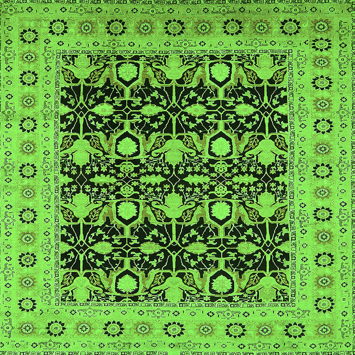 Square Machine Washable Oriental Green Industrial Area Rugs, wshurb3123grn