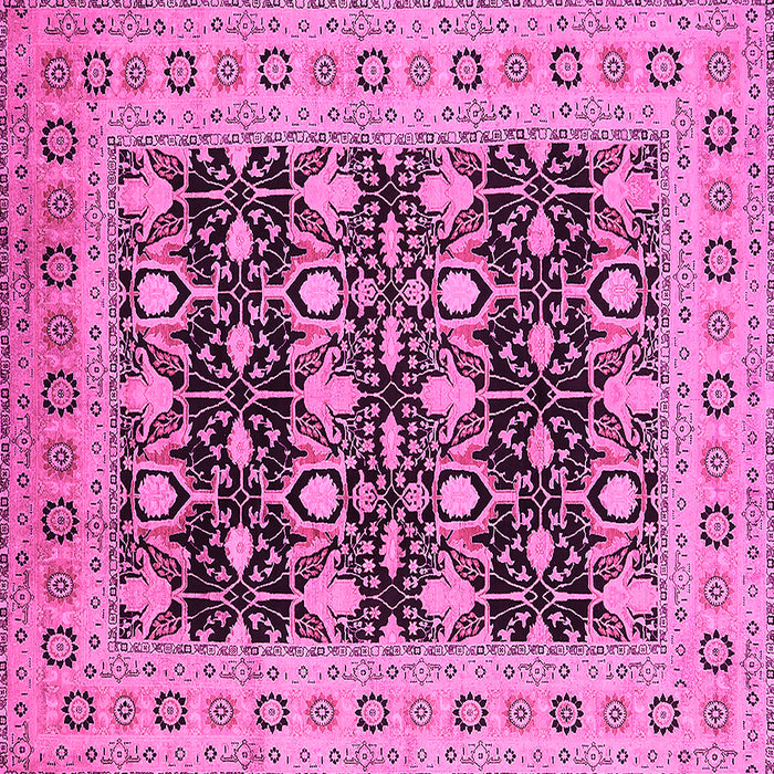Square Machine Washable Oriental Pink Industrial Rug, wshurb3123pnk