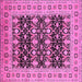 Square Machine Washable Oriental Pink Industrial Rug, wshurb3123pnk