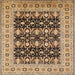 Square Mid-Century Modern Sangria Brown Oriental Rug, urb3123