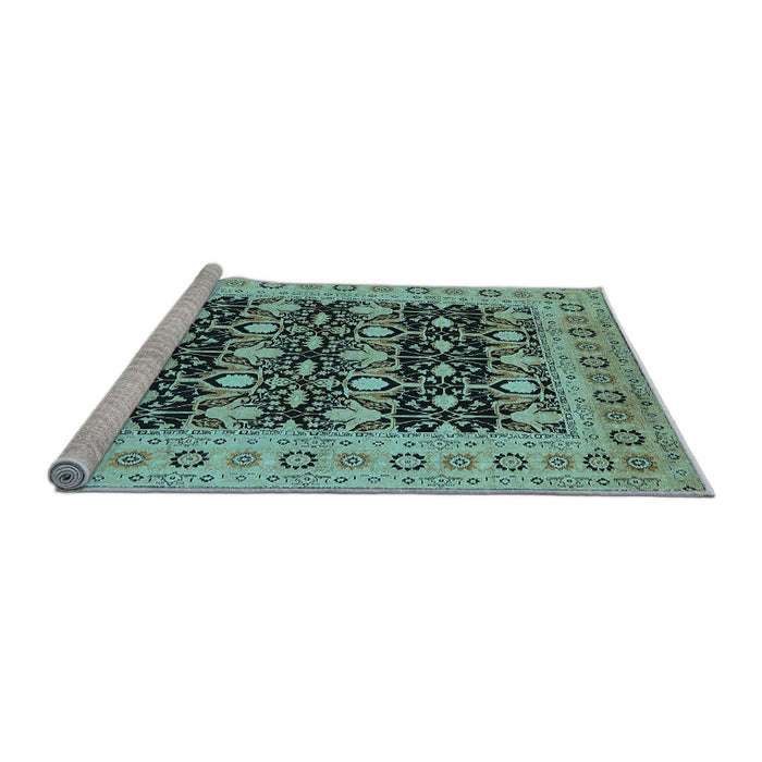 Sideview of Machine Washable Oriental Light Blue Industrial Rug, wshurb3123lblu