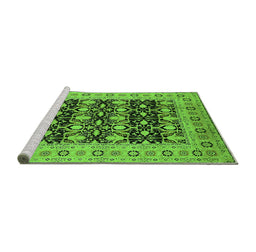 Sideview of Machine Washable Oriental Green Industrial Area Rugs, wshurb3123grn
