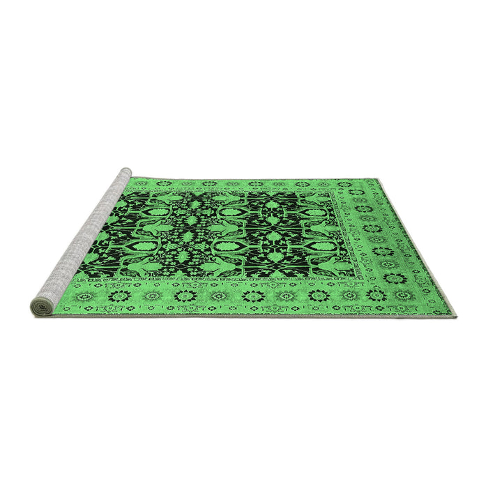Sideview of Machine Washable Oriental Emerald Green Industrial Area Rugs, wshurb3123emgrn