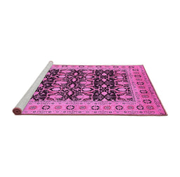 Sideview of Machine Washable Oriental Pink Industrial Rug, wshurb3123pnk