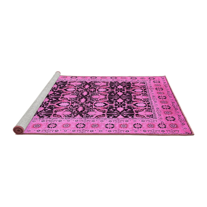 Sideview of Machine Washable Oriental Pink Industrial Rug, wshurb3123pnk