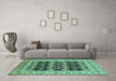 Machine Washable Oriental Turquoise Industrial Area Rugs in a Living Room,, wshurb3123turq