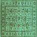 Square Oriental Turquoise Industrial Rug, urb3124turq