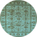 Round Oriental Light Blue Industrial Rug, urb3124lblu