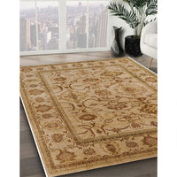 Mid-Century Modern Brown Sand Brown Oriental Rug, urb3124