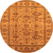 Round Machine Washable Oriental Orange Industrial Area Rugs, wshurb3124org