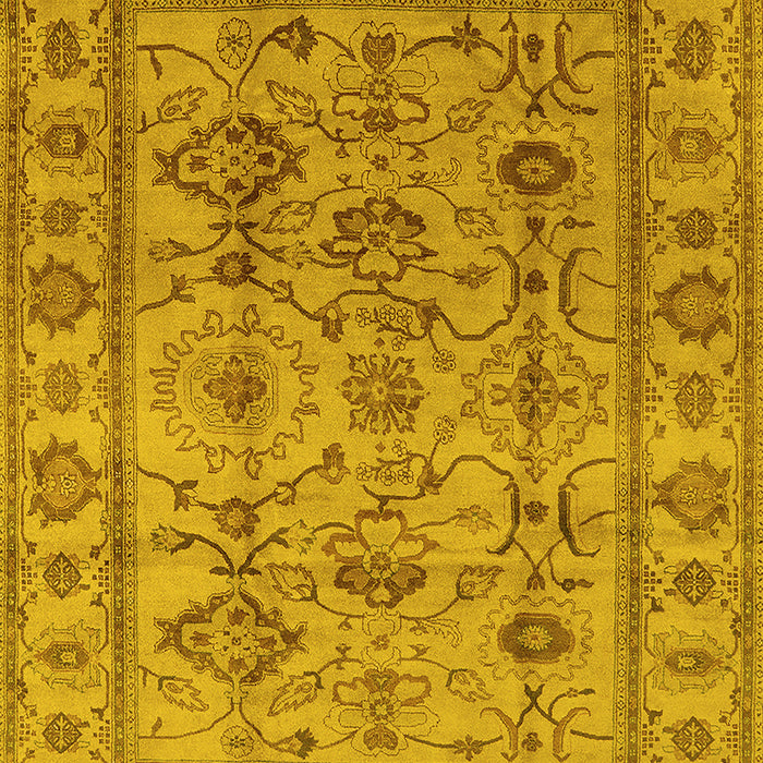 Machine Washable Oriental Yellow Industrial Rug, wshurb3124yw