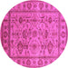 Round Oriental Pink Industrial Rug, urb3124pnk