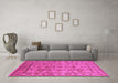 Machine Washable Oriental Pink Industrial Rug in a Living Room, wshurb3124pnk