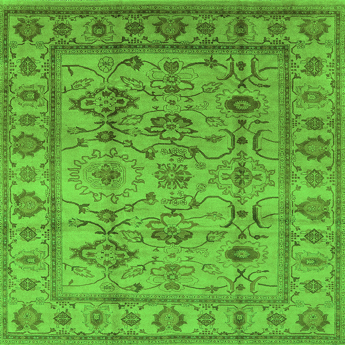 Square Machine Washable Oriental Green Industrial Area Rugs, wshurb3124grn