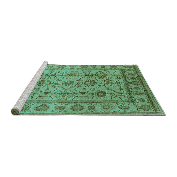 Sideview of Machine Washable Oriental Turquoise Industrial Area Rugs, wshurb3124turq