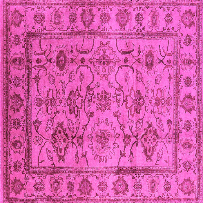 Square Machine Washable Oriental Pink Industrial Rug, wshurb3124pnk