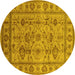 Round Oriental Yellow Industrial Rug, urb3124yw