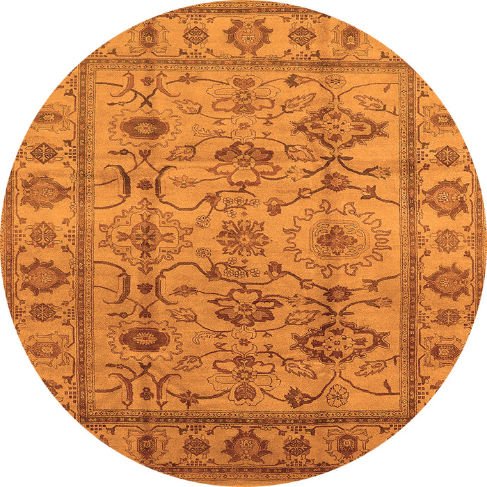 Round Oriental Orange Industrial Rug, urb3124org