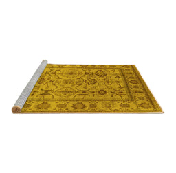 Sideview of Machine Washable Oriental Yellow Industrial Rug, wshurb3124yw
