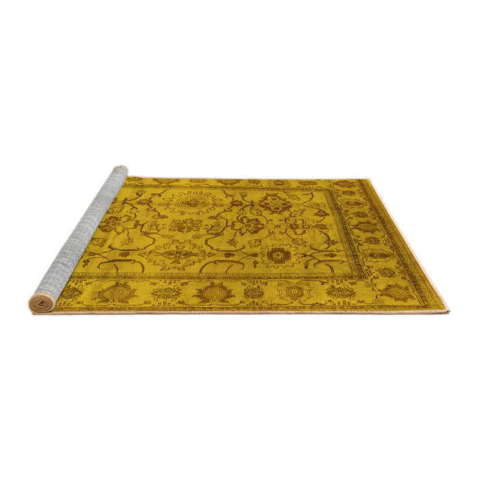 Sideview of Machine Washable Oriental Yellow Industrial Rug, wshurb3124yw