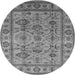 Round Oriental Gray Industrial Rug, urb3124gry