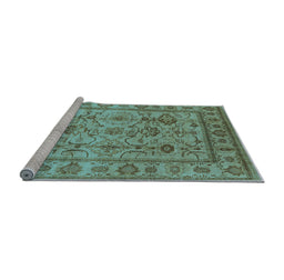 Sideview of Machine Washable Oriental Light Blue Industrial Rug, wshurb3124lblu