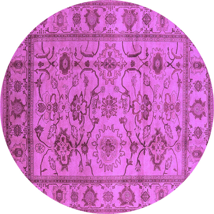 Round Machine Washable Oriental Purple Industrial Area Rugs, wshurb3124pur